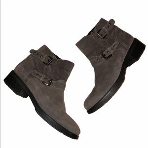 Aquatalia Water Resistant Suede Buckle ZIP Boots